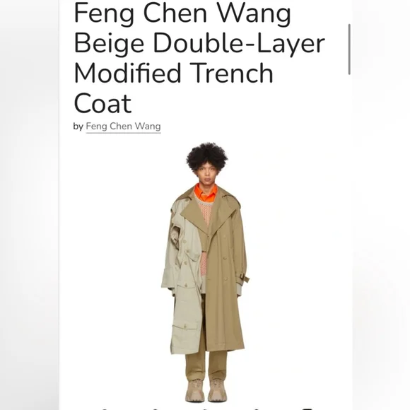 Feng Chen Wang Beige Double Layer Trench Coat Size M - Picture 9 of 10